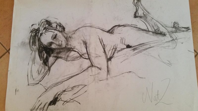 Drawing of naked woman laying down