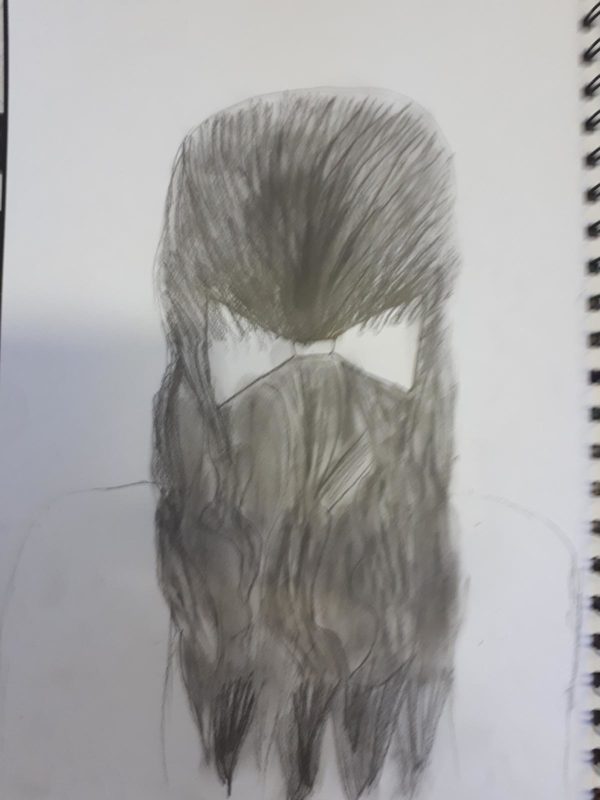 Drawing in pencil of hair