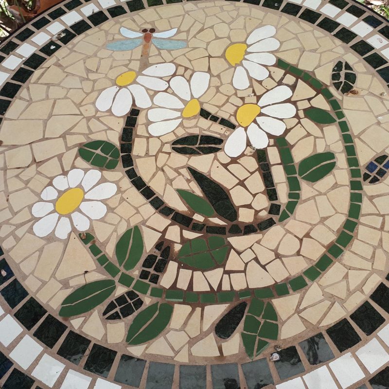 Mosaic of white flowers