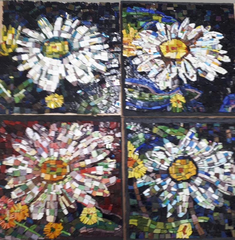 Collage of flower mosaics