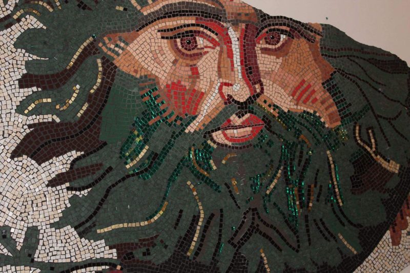 Mosaic of man with long hair and beard