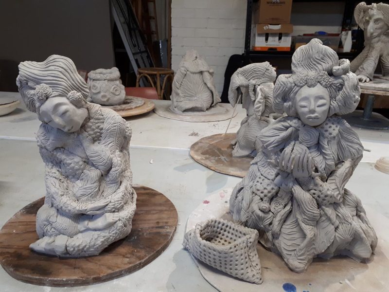 Clay sculptures of characters