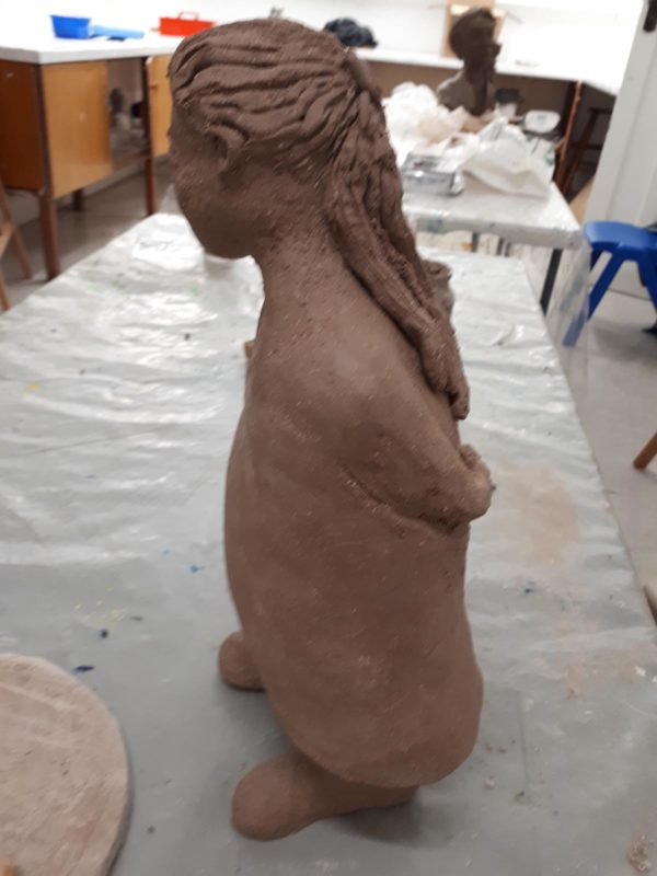Brown clay sculpture